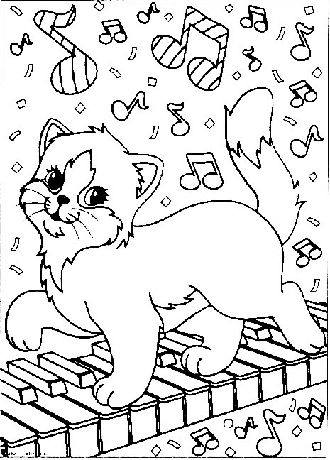 coloriage chaton musicien